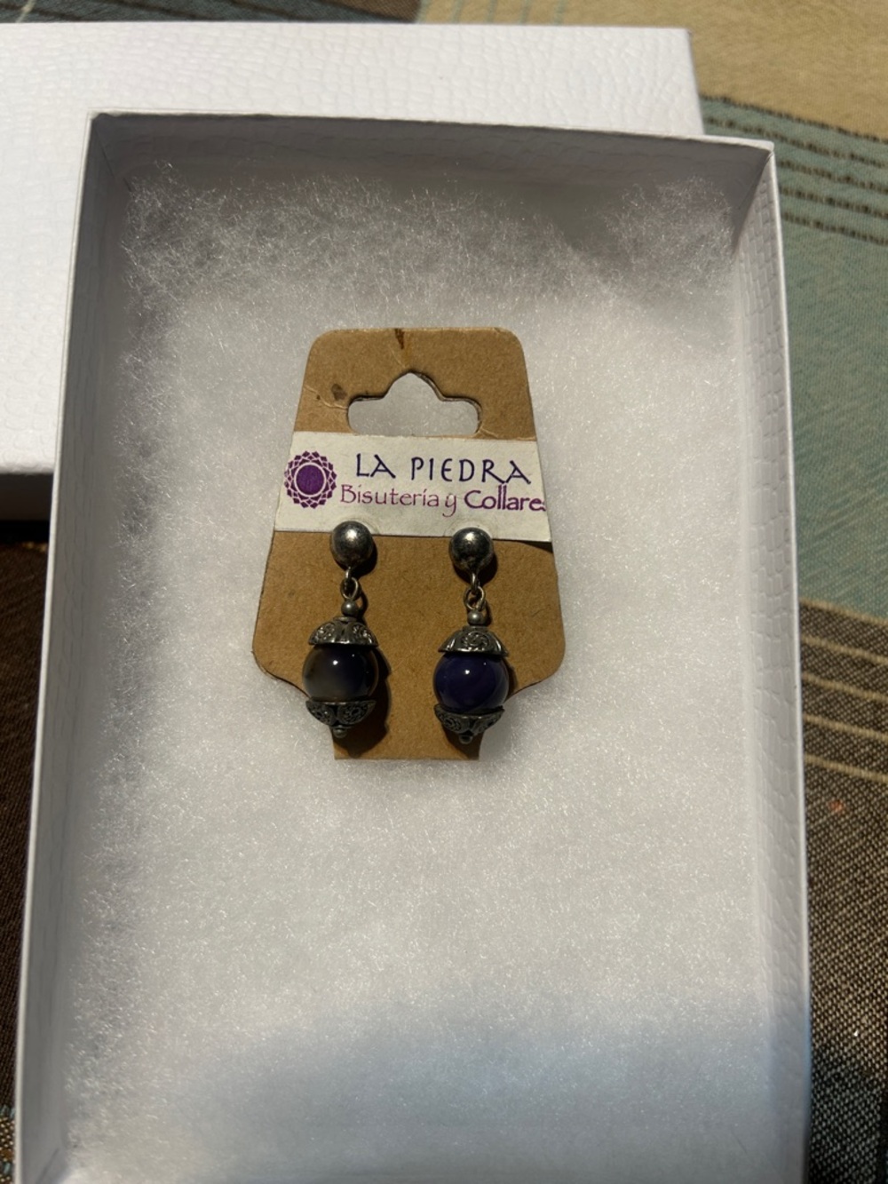 Purple Bead Drop Earrings